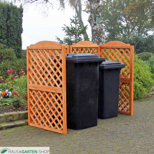 Mülltonnensichtschutzspalier - Rustica aus Kiefernholz für zwei Tonnen im Garten