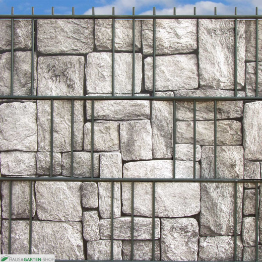 Bedruckte PVC  Sichtschutzstreifen Motiv Granitmauer