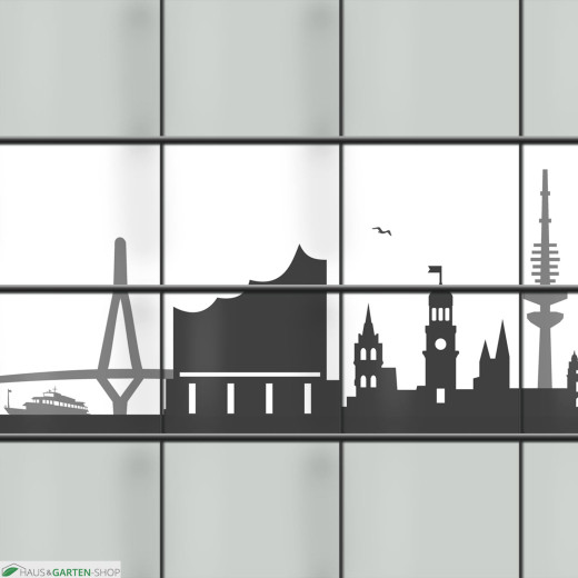 Kreative Sichtschutzstreifen mit der Hamburger Skyline