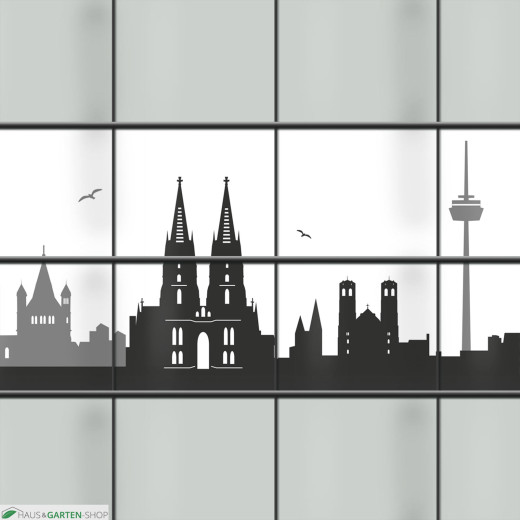 blickdichte PVC Streifen mit Köln Skyline