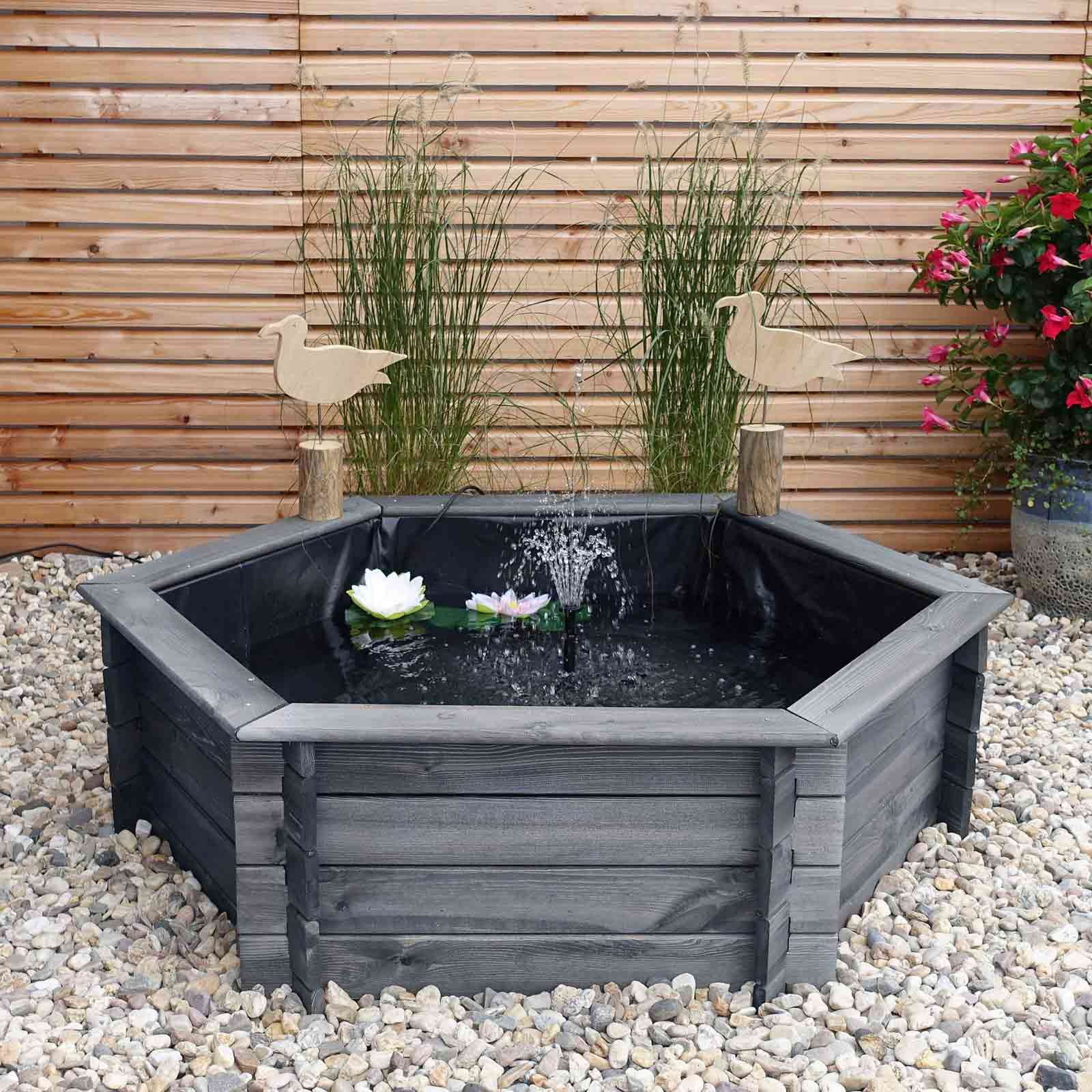 Sechseck Hochteich Solar-grau-L 122 x B 105 x H 40 cm