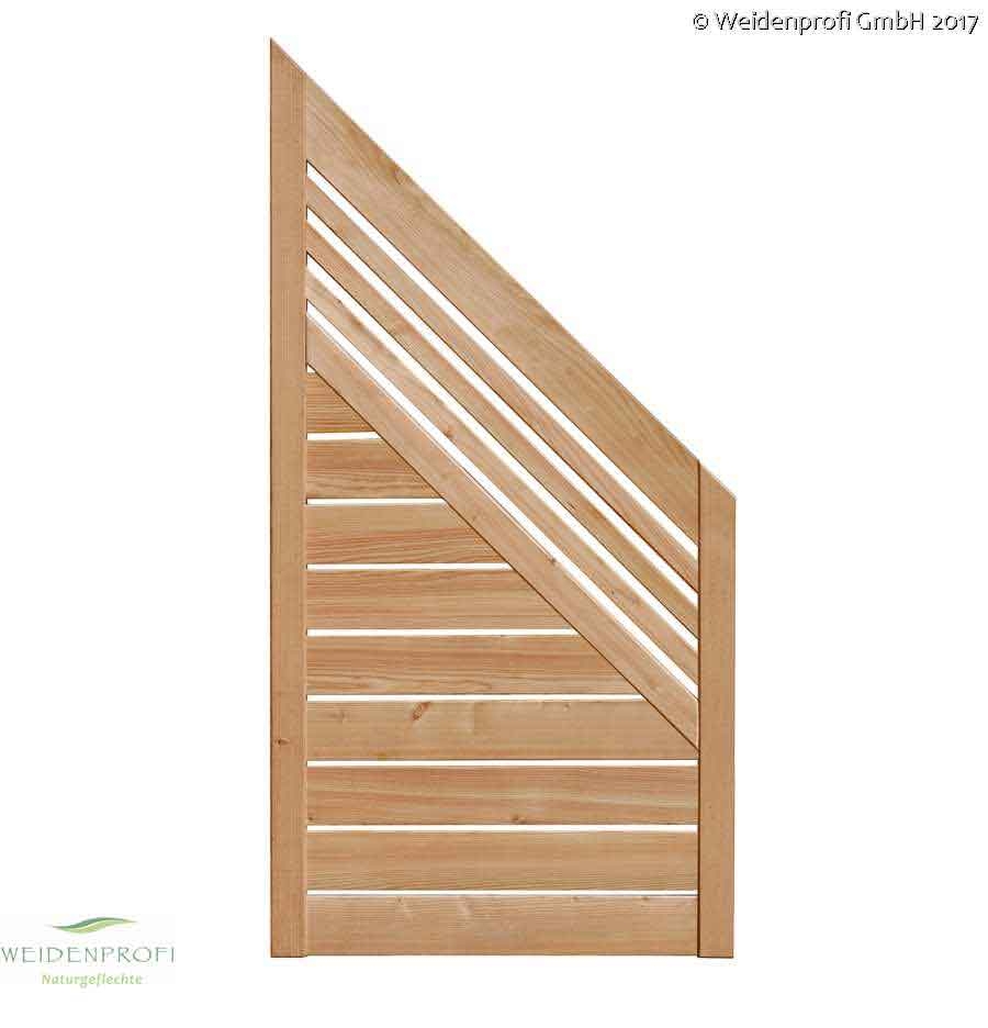 Lamellenzaun Lärche Sichtschutzsystem B/H 90 x 180 - 90 cm Schräge