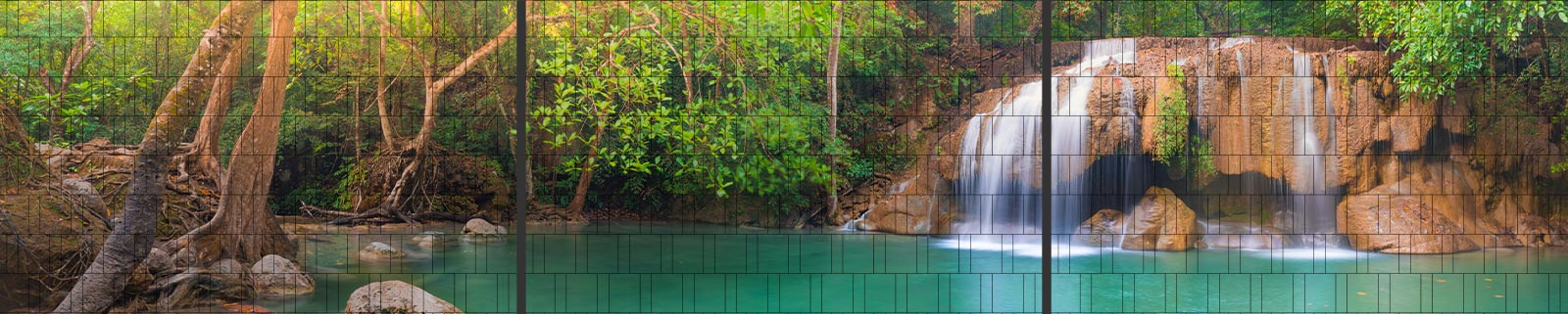 Wasserfall - XXL Panorama Zaundruck Poster  160cm Höhe