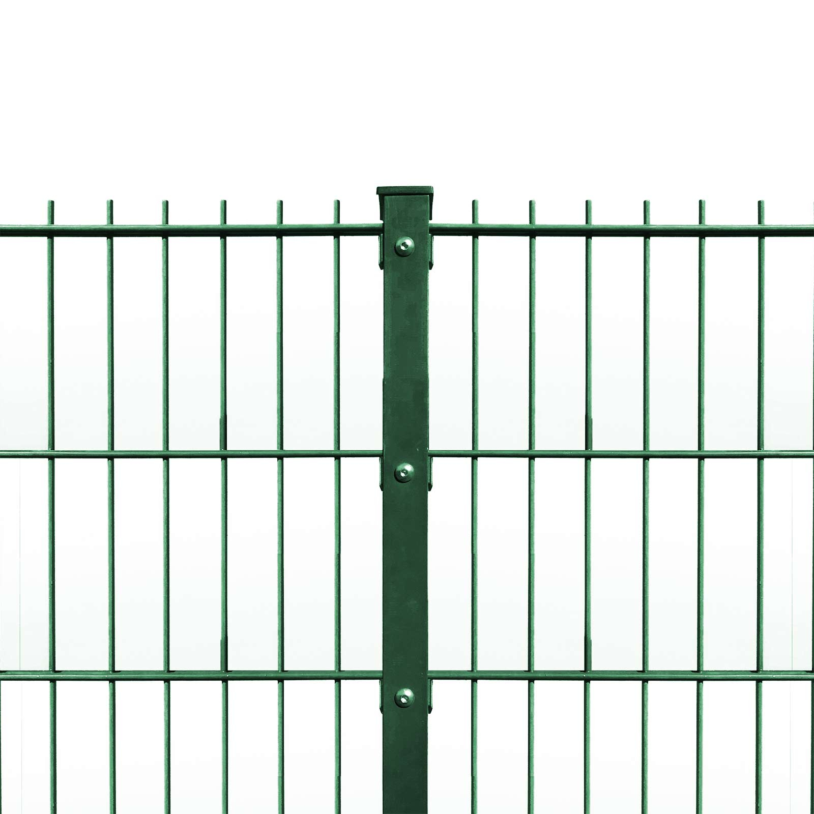 Doppelstabzaun Grün Set mit Hart-PVC Thuja - 15m (6 Gittermatten | 7 Pfosten | 54 Streifen)