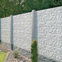 Betonzaun Motiv Fels - Granit mit abgesetzter Sockelplatte